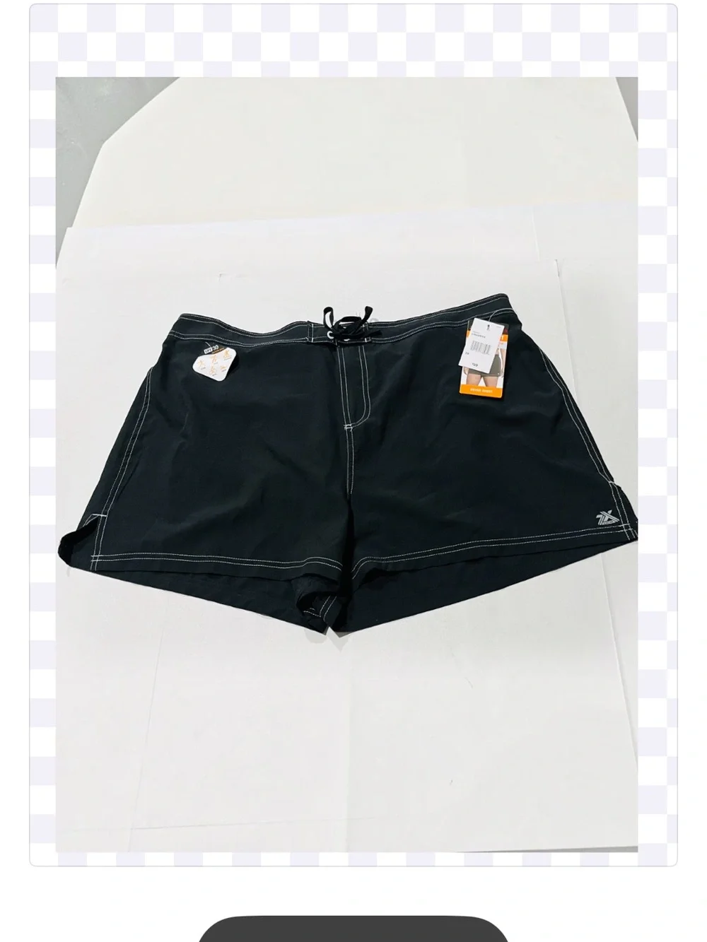 ZEROXPosur NWT Women’s black swim shorts featuring white stitching. SIZE 2X - Picture 4 of 13